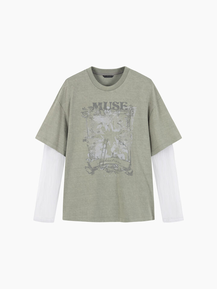 T-SHIRT L/S - sisley k long sleeve t-shirt - Military Green | Sisley K image number 2